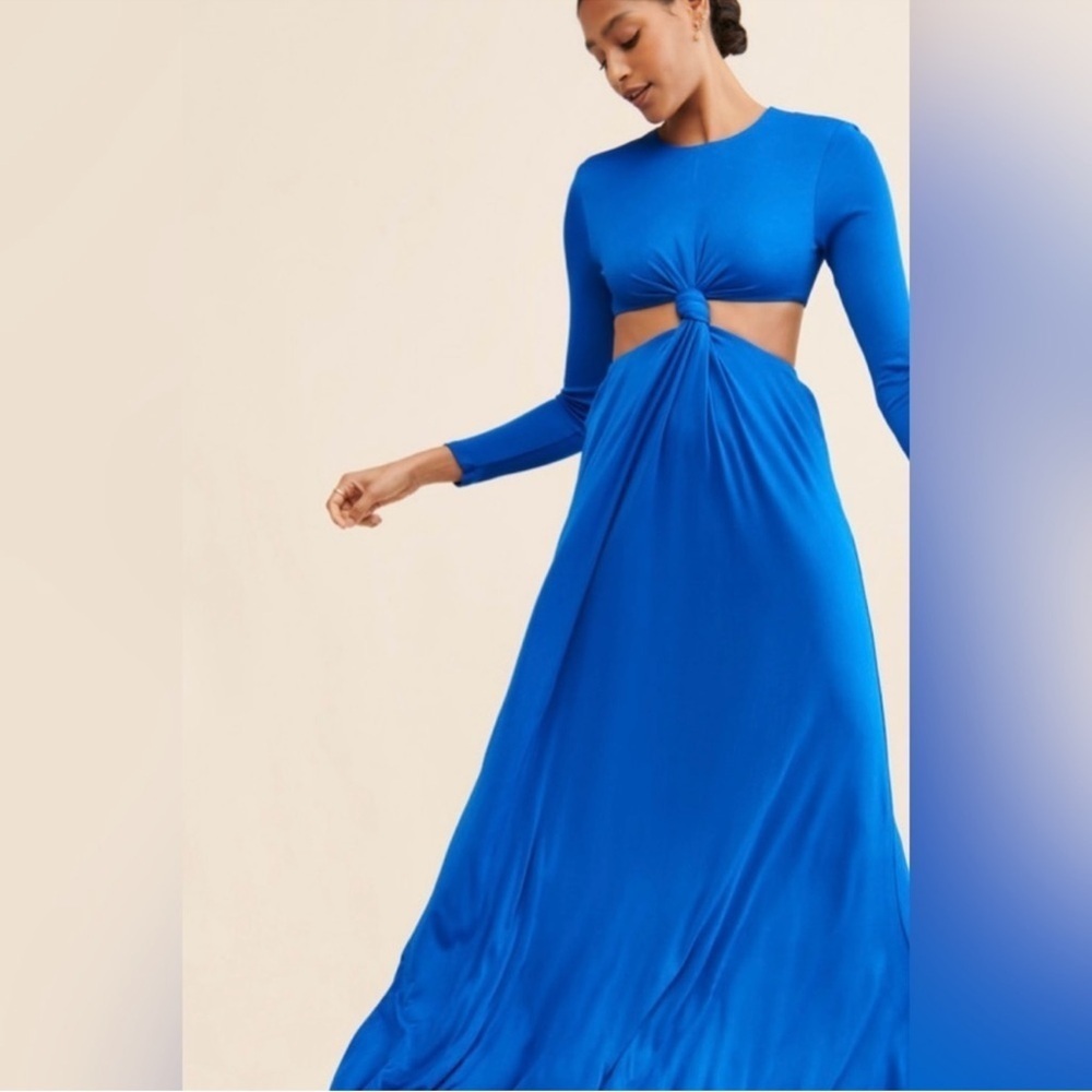 FARM Rio Electric Blue Maxi Dress with Cutout Knot